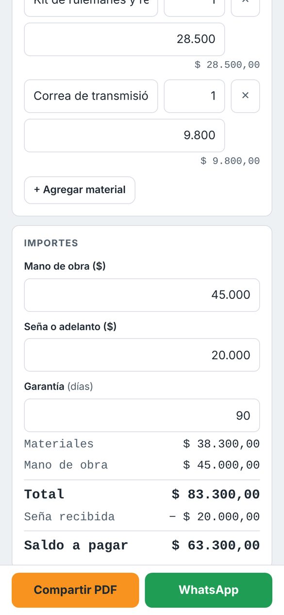 Seña, saldo y garantía claros